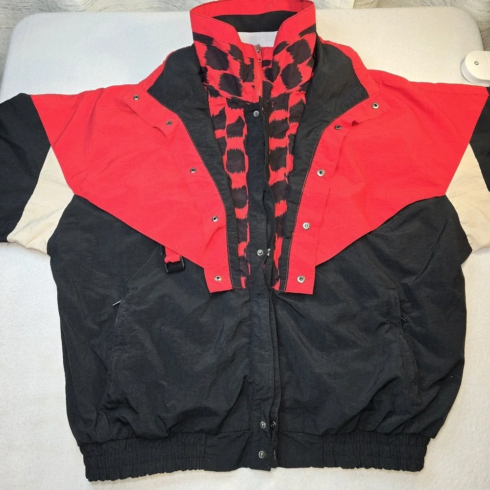 VTG 1993 Winston Cup Racing Jacket Men's L Red Black Yellow Hooded 90s NASCAR...